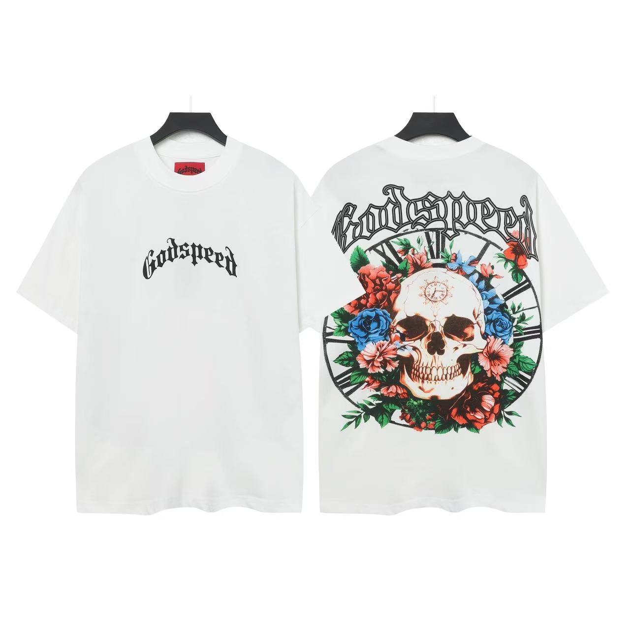Godspeed Skull & Floral Graphic Short-Sleeve T-Shirt — front