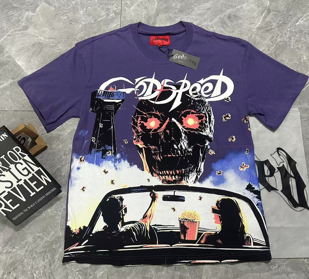Godspeed Purple Washed Rock Graphic T-Shirt — front