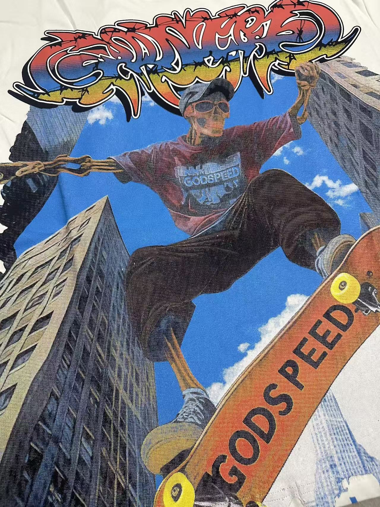 Godspeed Skateboard Graphic T-Shirt — detail
