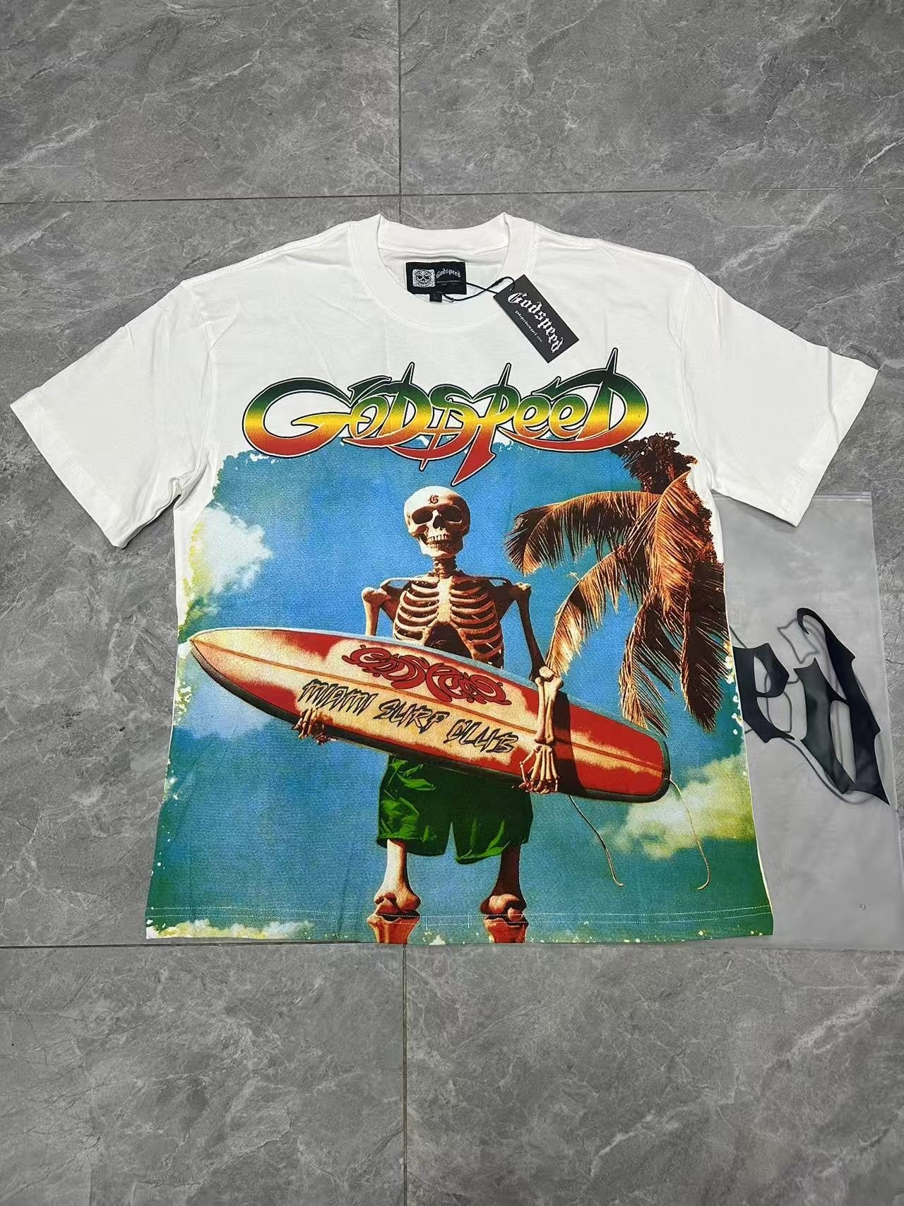 Godspeed Skeleton Surfer Graphic Short-Sleeve T-Shirt — front