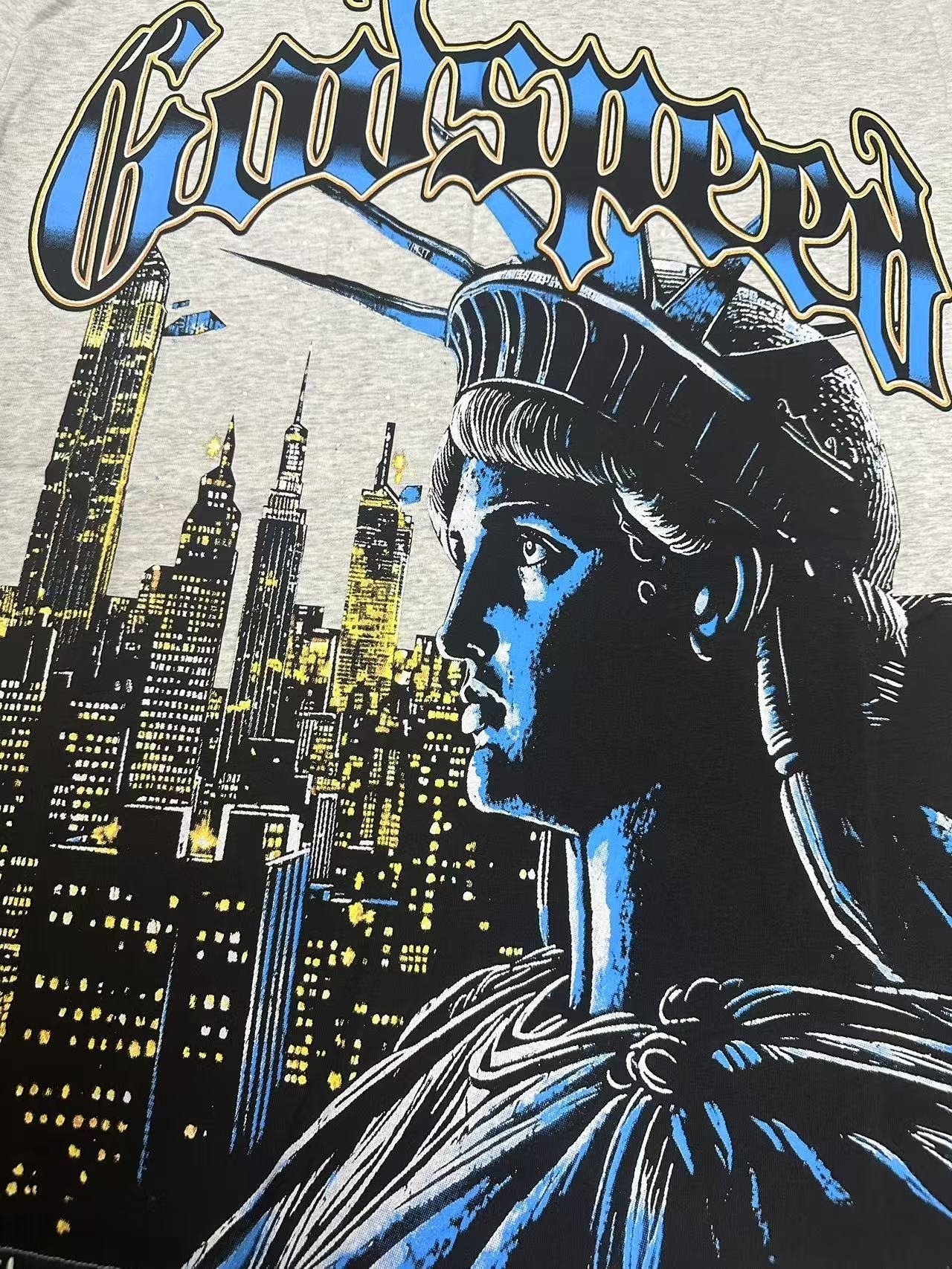 Godspeed Statue of Liberty City Graphic T-Shirt — detail