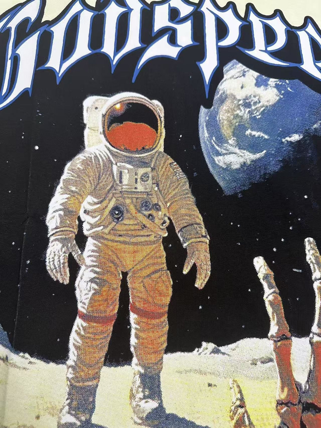 Godspeed Cream Astronaut Graphic Short-Sleeve T-Shirt — detail