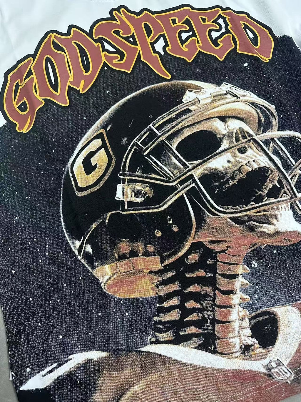 Godspeed Football Skeleton Graphic Short-Sleeve T-Shirt — detail