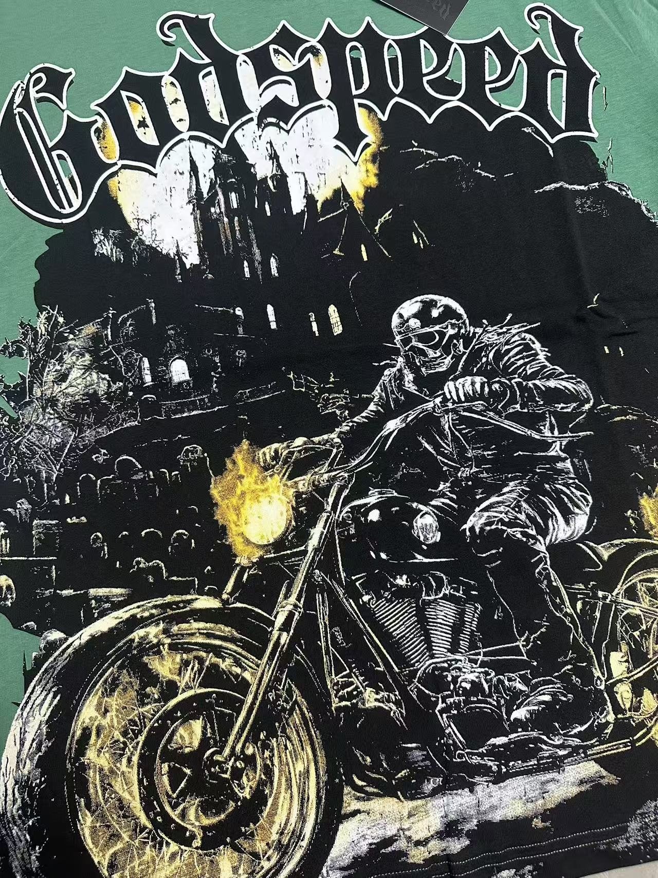 Godspeed Motorcycle Graphic T-Shirt — detail