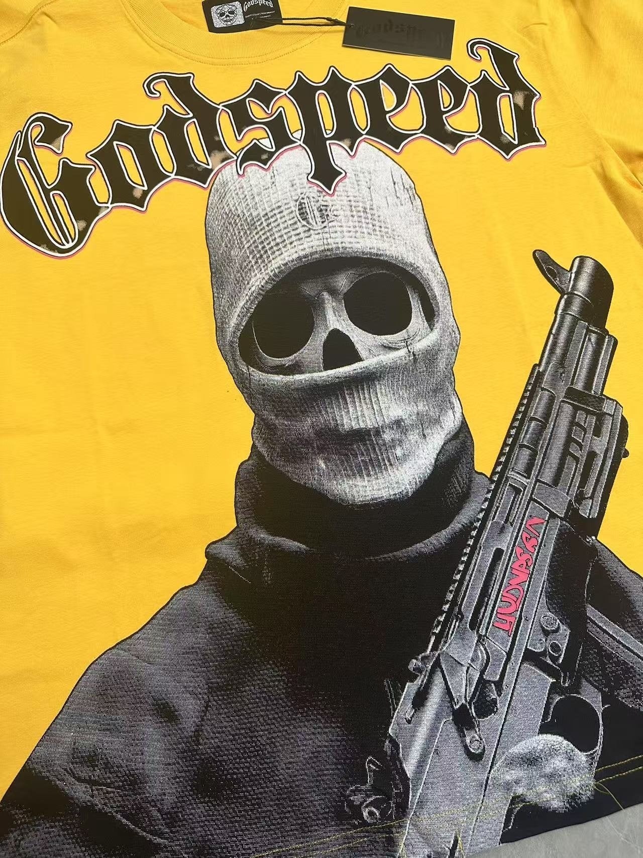 Godspeed Yellow Masked Figure Graphic T-Shirt — detail