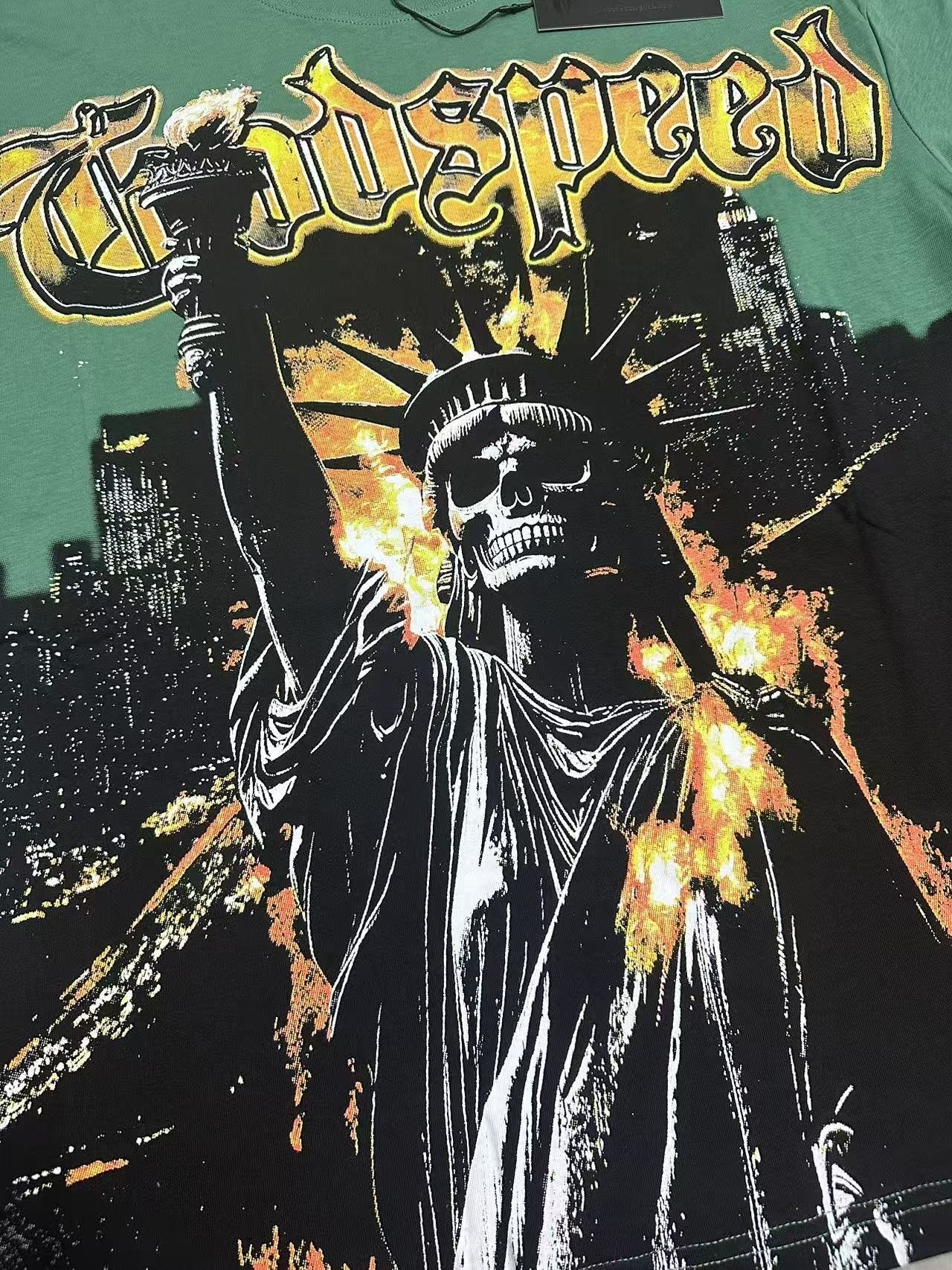 Godspeed Statue of Liberty Graphic T-Shirt — detail