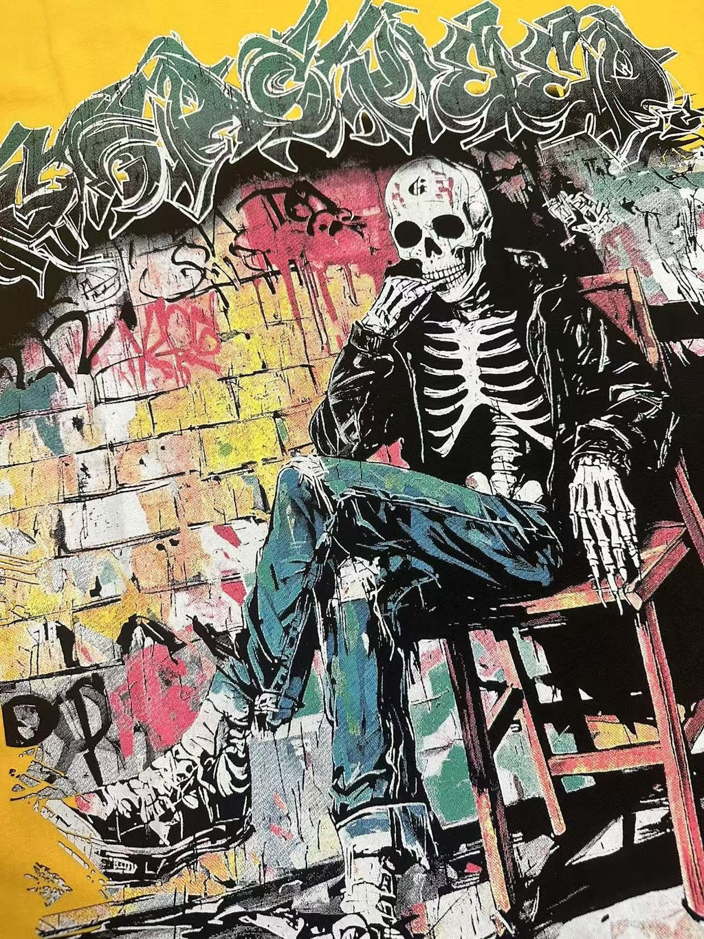 Godspeed Skeleton Graphic T-Shirt — fabric_closeup