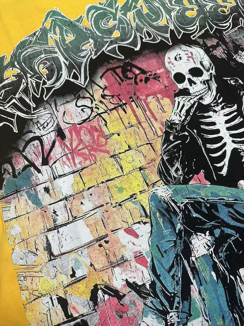 Godspeed Skeleton Graphic T-Shirt — fabric_closeup