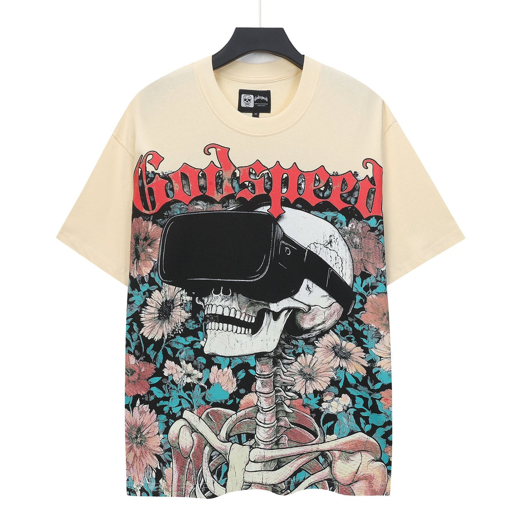 Godspeed Skull & Floral Graphic T-Shirt — hero