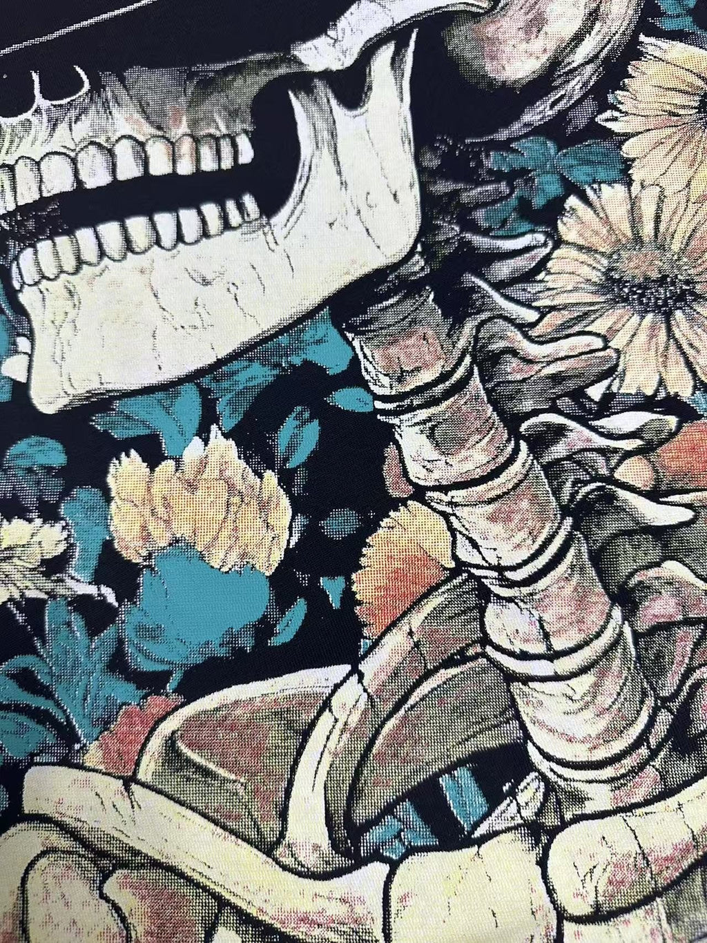 Godspeed Skull & Floral Graphic T-Shirt — detail
