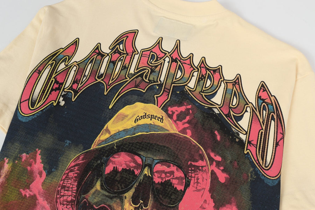 Godspeed Skull Volcano Graphic T-Shirt — detail