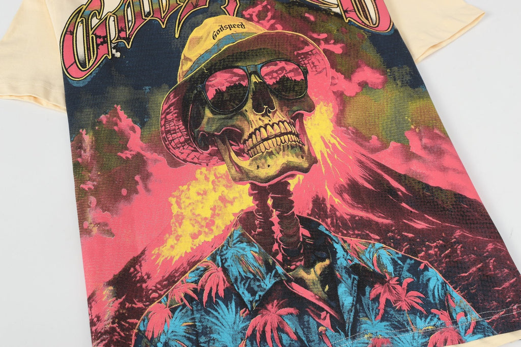 Godspeed Skull Volcano Graphic T-Shirt — detail