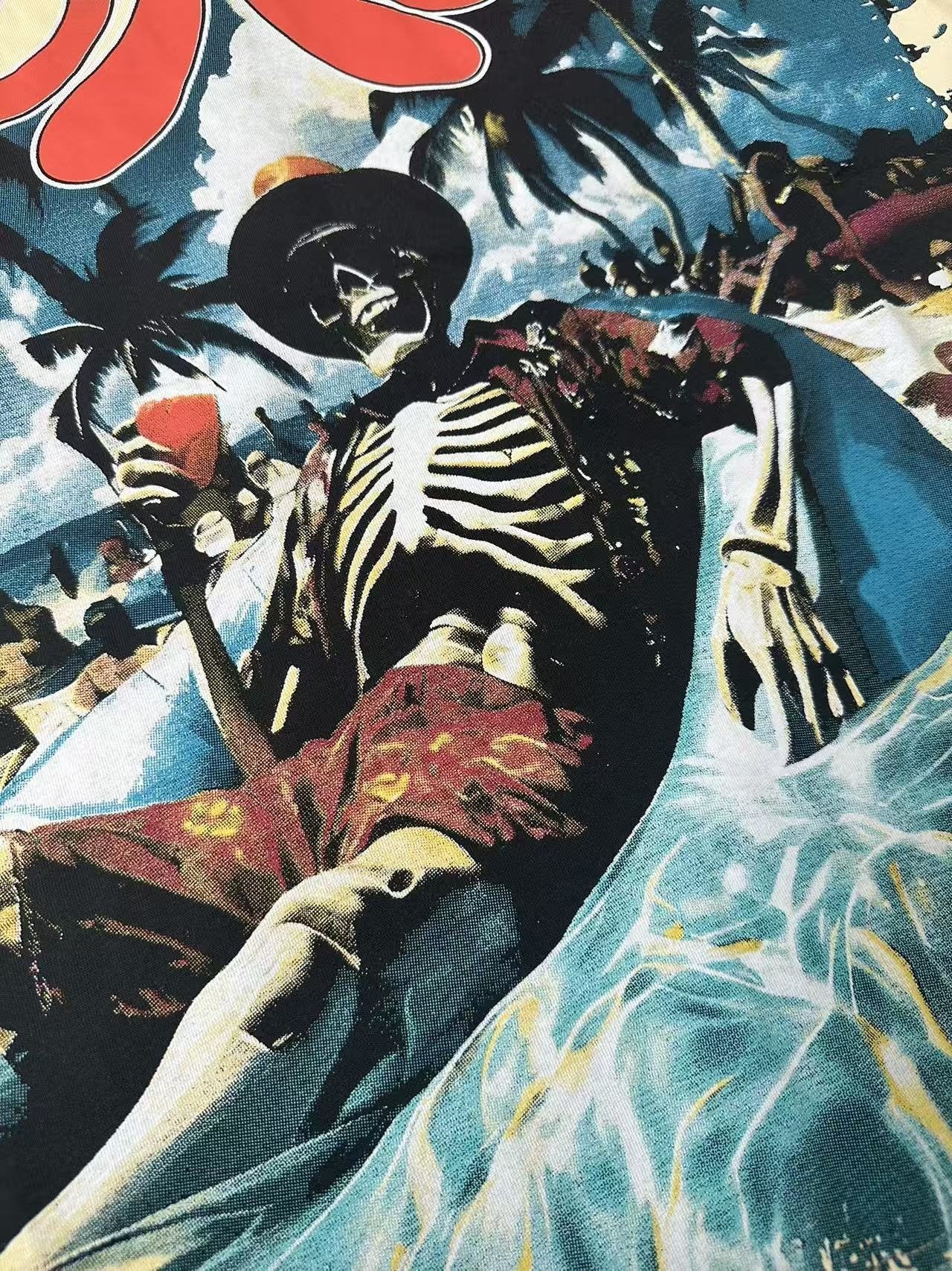 Godspeed Beach Skeleton Graphic T-Shirt — detail