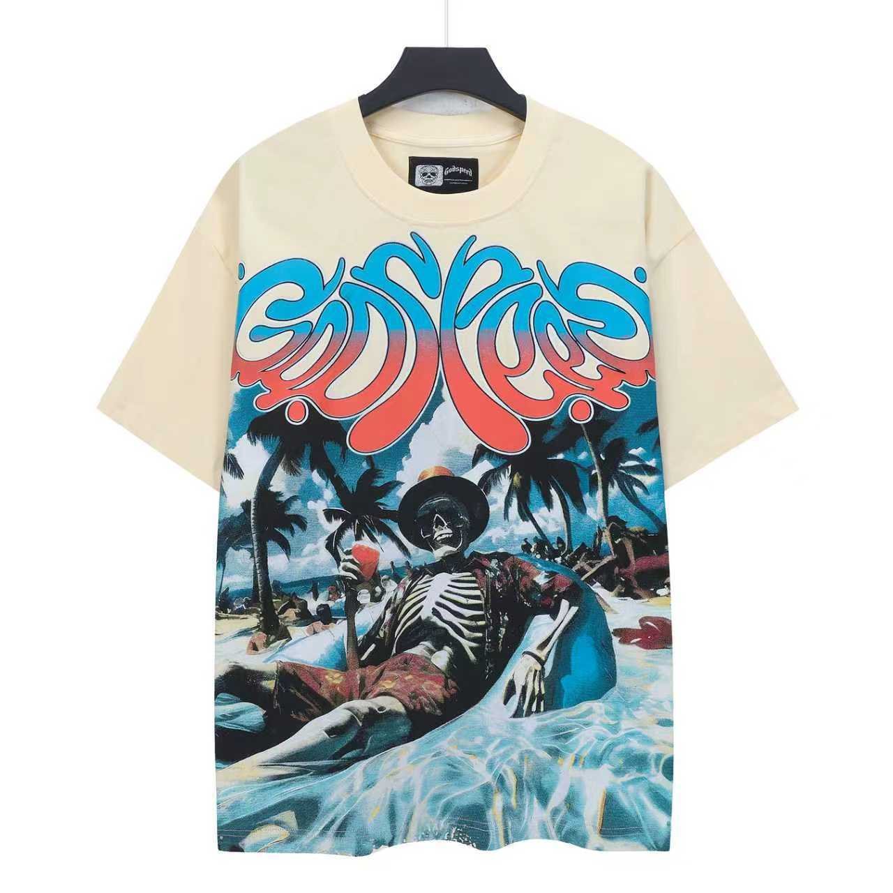 Godspeed Beach Skeleton Graphic T-Shirt — front