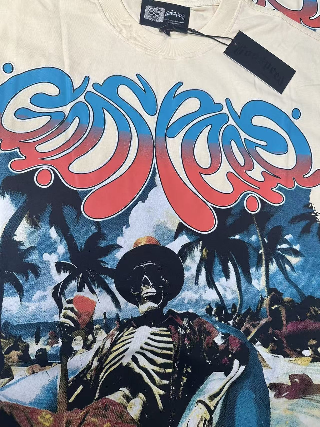 Godspeed Beach Skeleton Graphic T-Shirt — detail