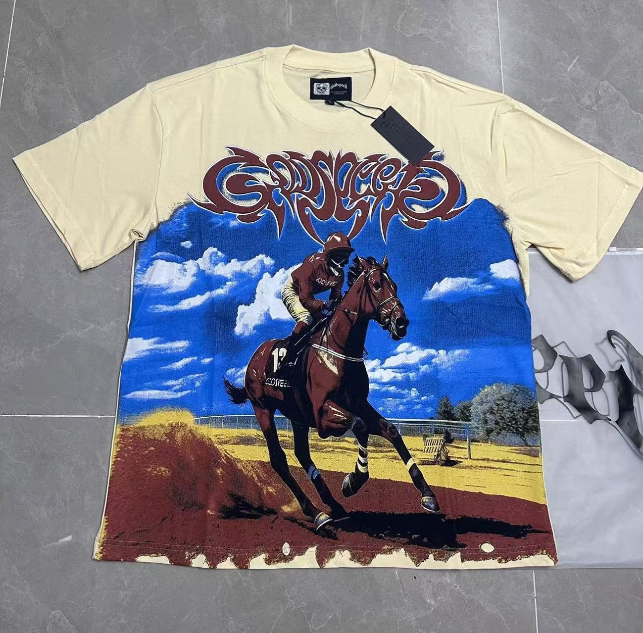 Godspeed Horse Racing Graphic T-Shirt — front
