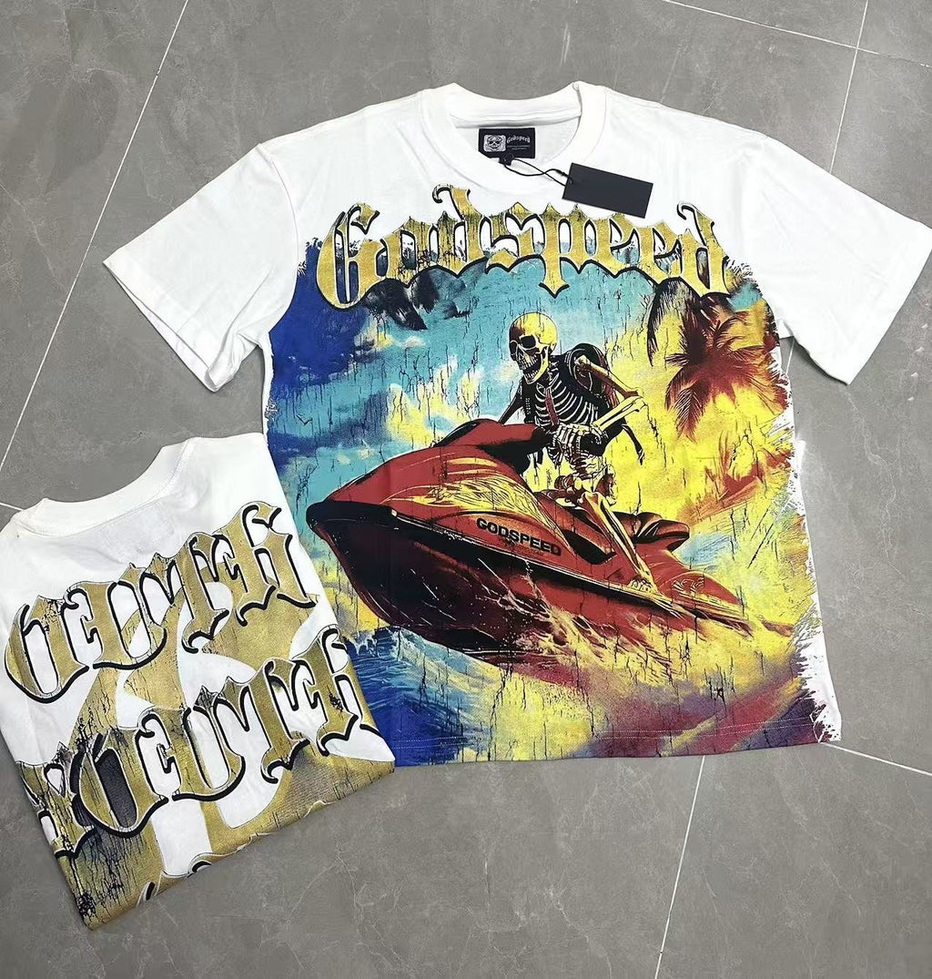Godspeed Skeleton Jet-Ski Graphic T-Shirt — context