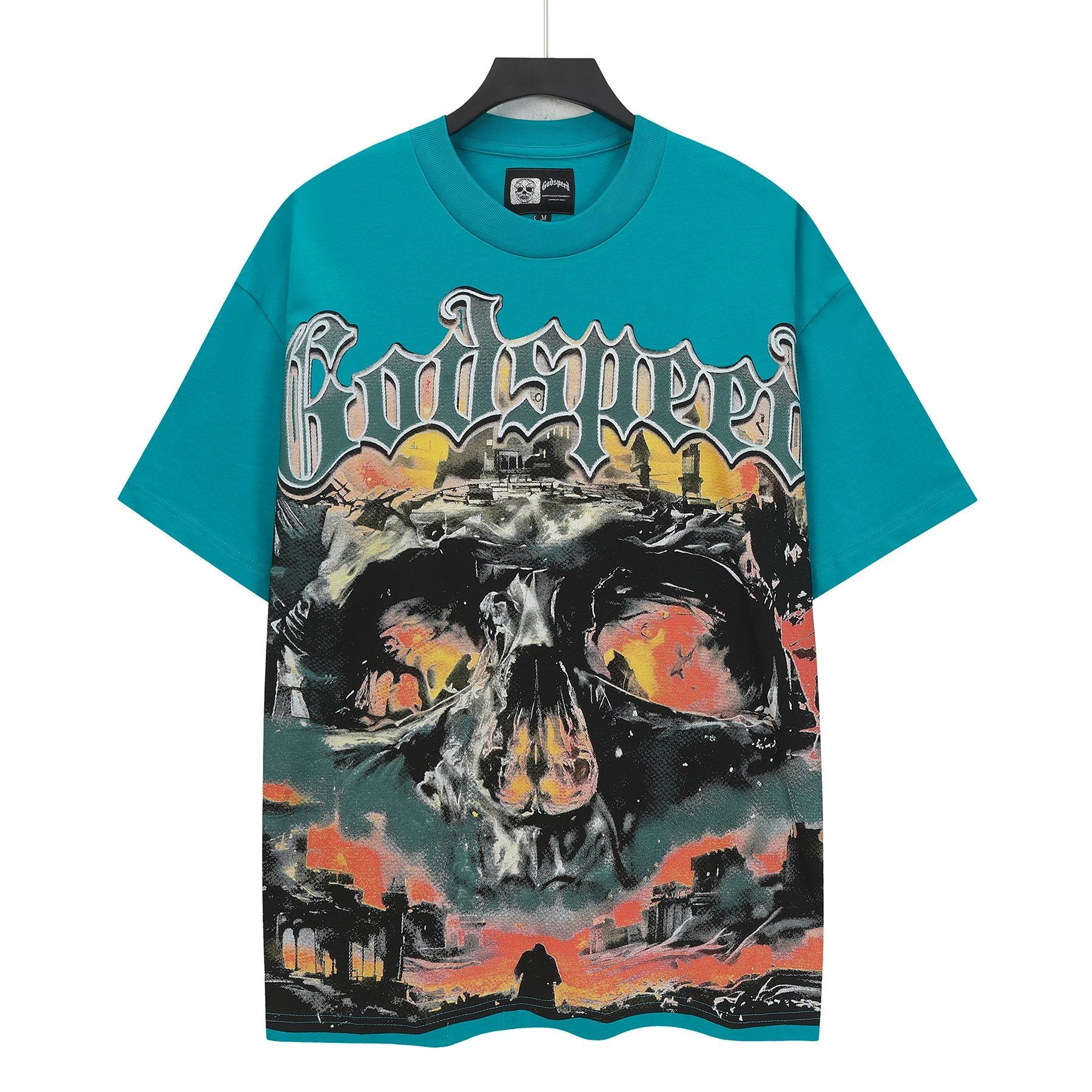 Godspeed Teal Skull Graphic Short-Sleeve T-Shirt — hero