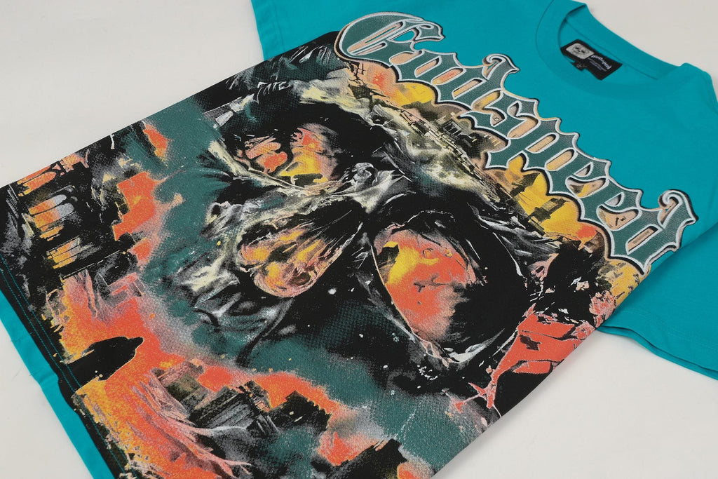 Godspeed Teal Skull Graphic Short-Sleeve T-Shirt — detail