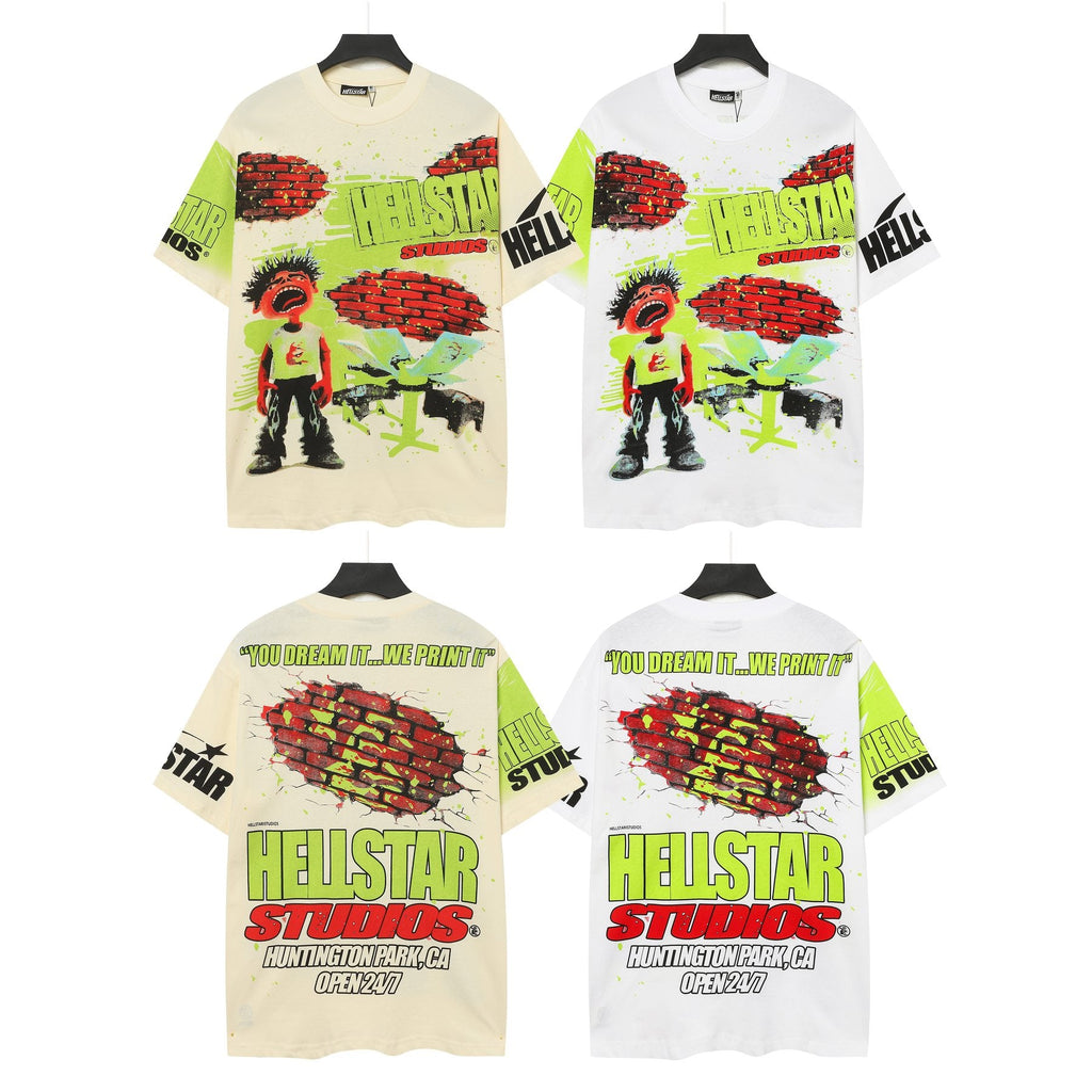 Hellstar Brick Wall Open 24/7 Graphic T-Shirt — comparison