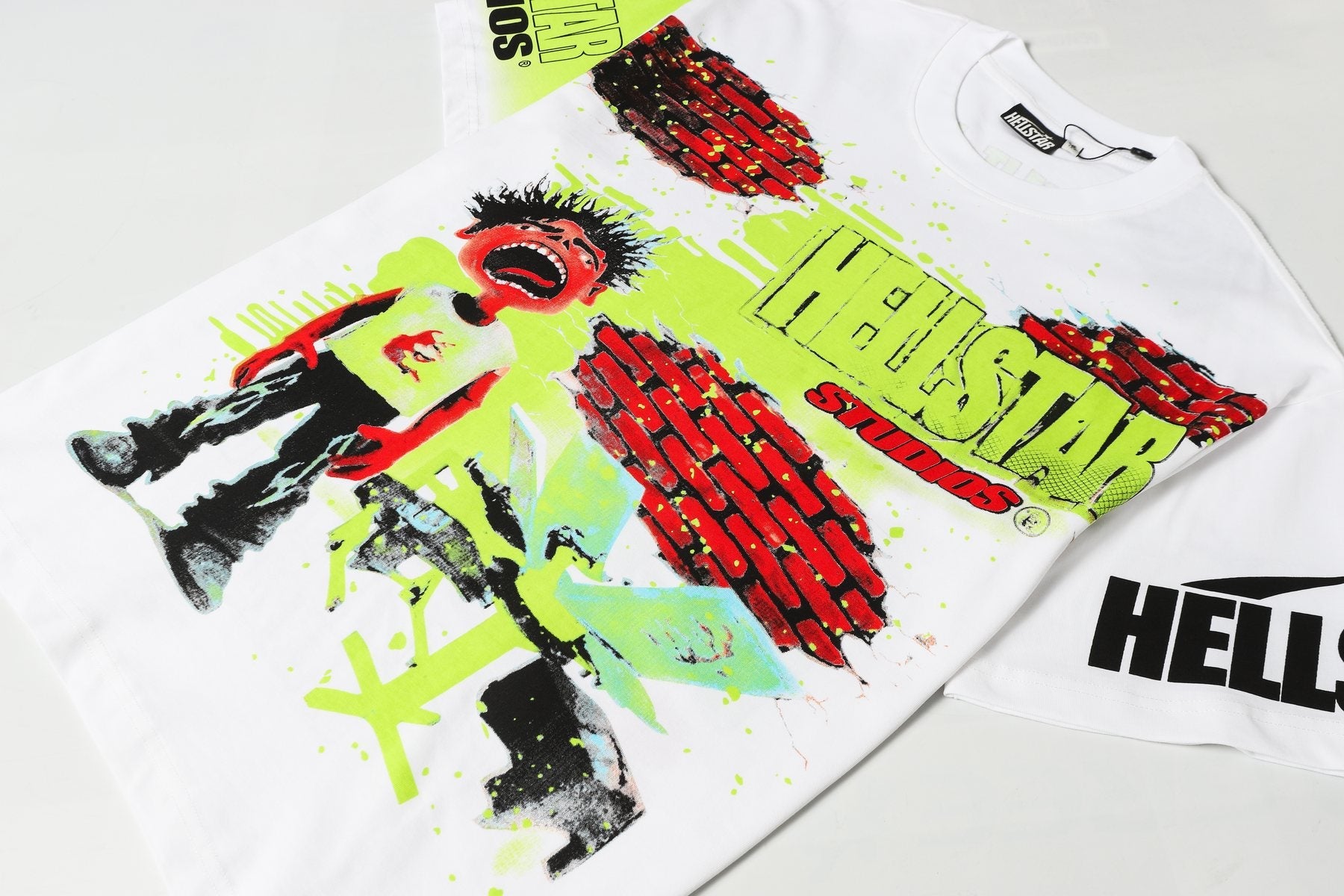 Hellstar Brick Wall Open 24/7 Graphic T-Shirt — detail