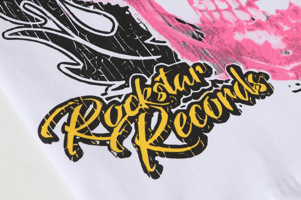 Hellstar Brand Like a Rock Star Skull Graphic T-Shirt — detail