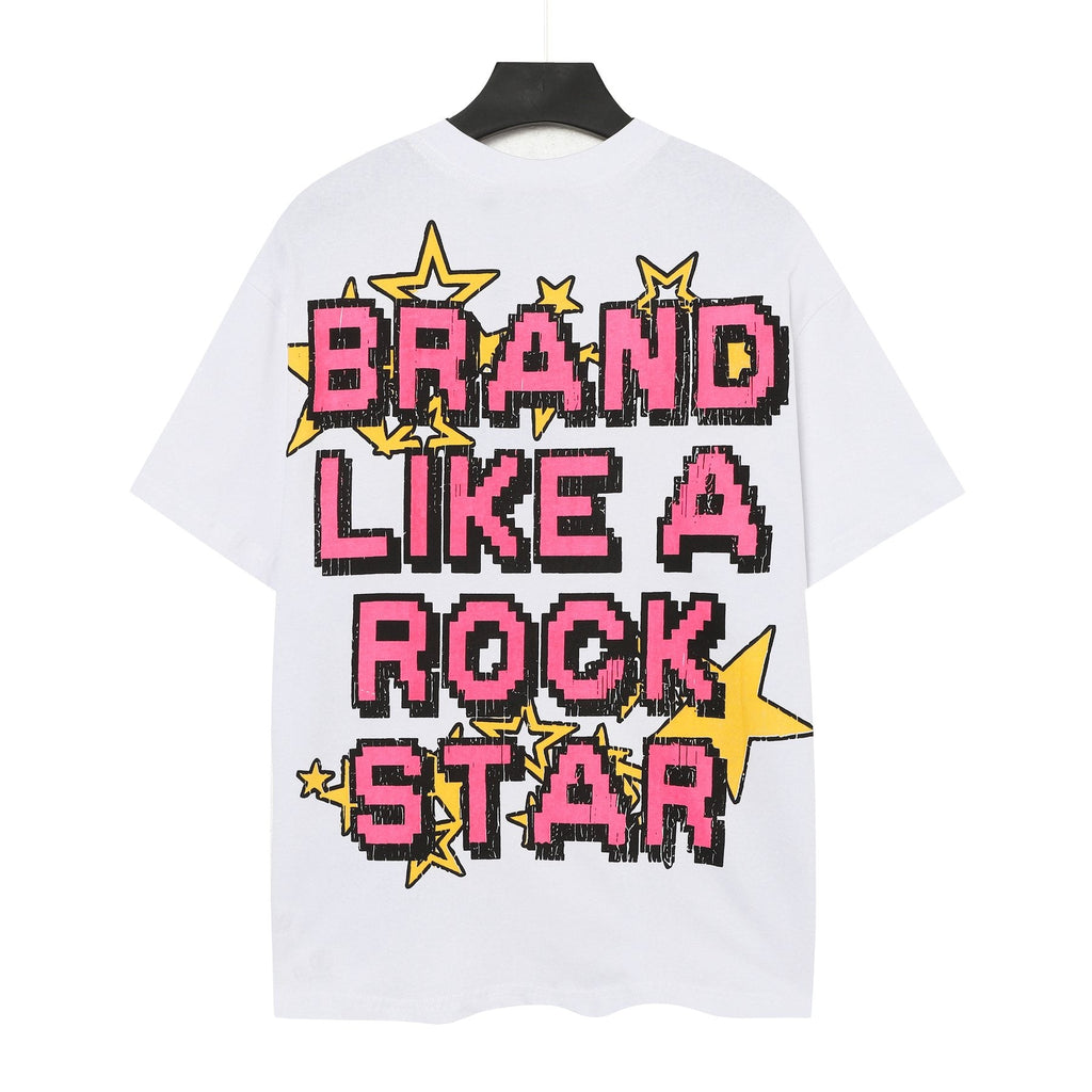 Hellstar Brand Like a Rock Star Skull Graphic T-Shirt — back