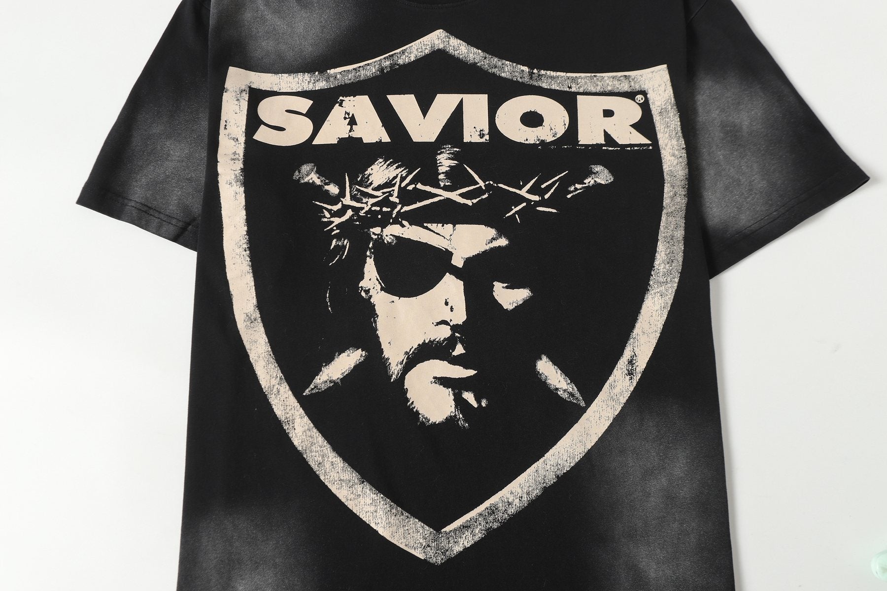 Hellstar Savior Bigger Than Satan Graphic T-Shirt — detail