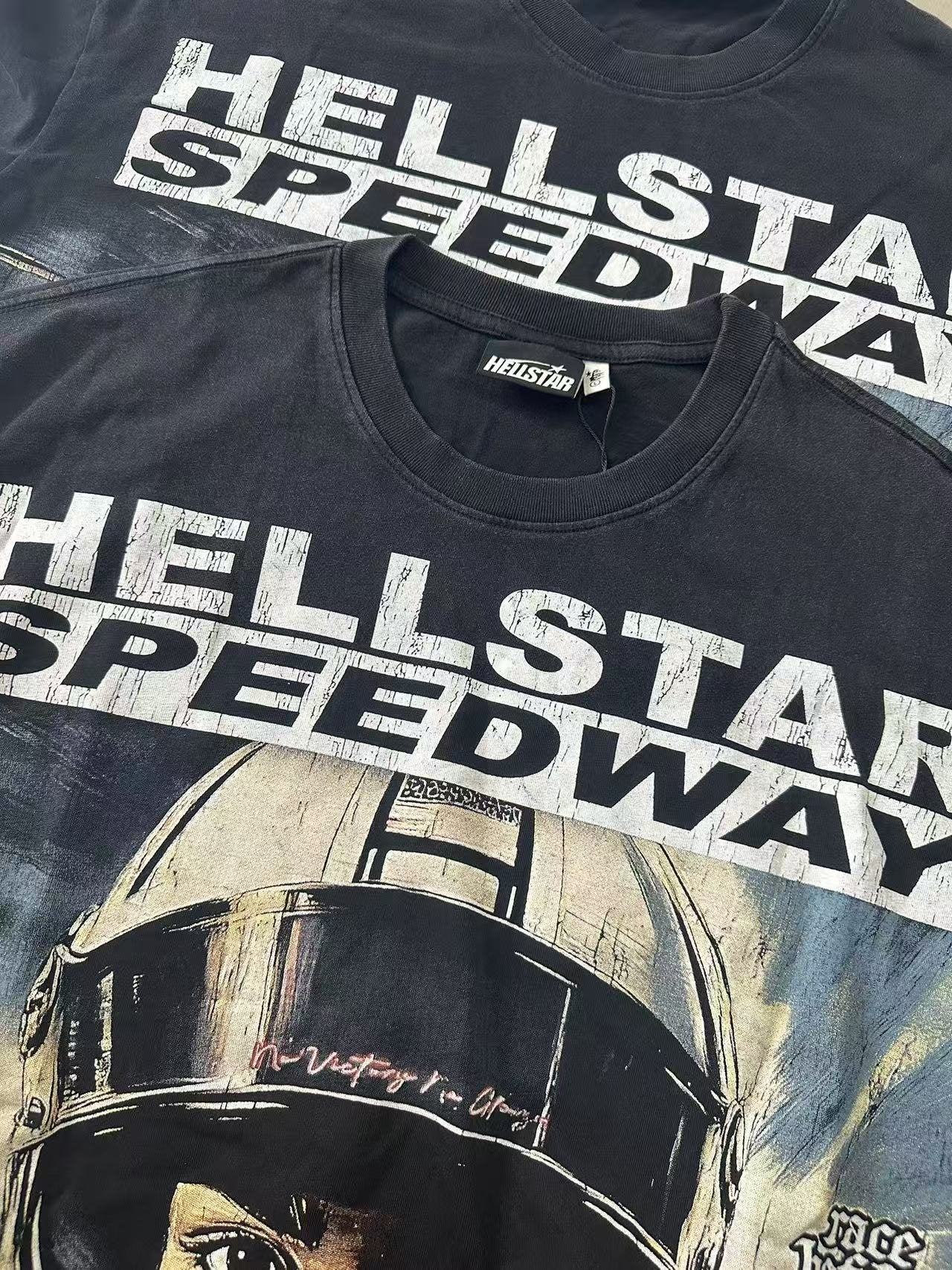 Hellstar Race Before Death Racing Graphic T-Shirt — neck_label