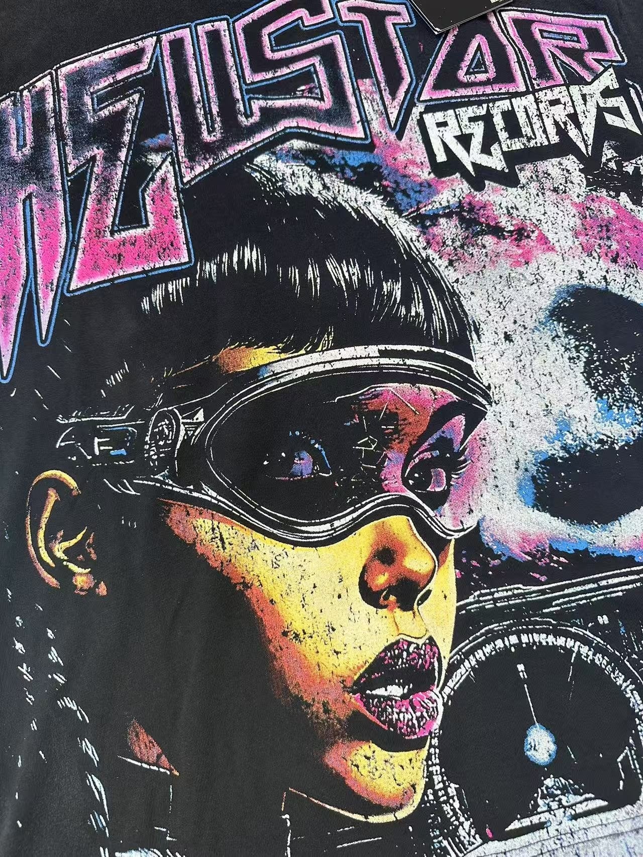 Hellstar Futuristic Face Graphic T-Shirt — detail