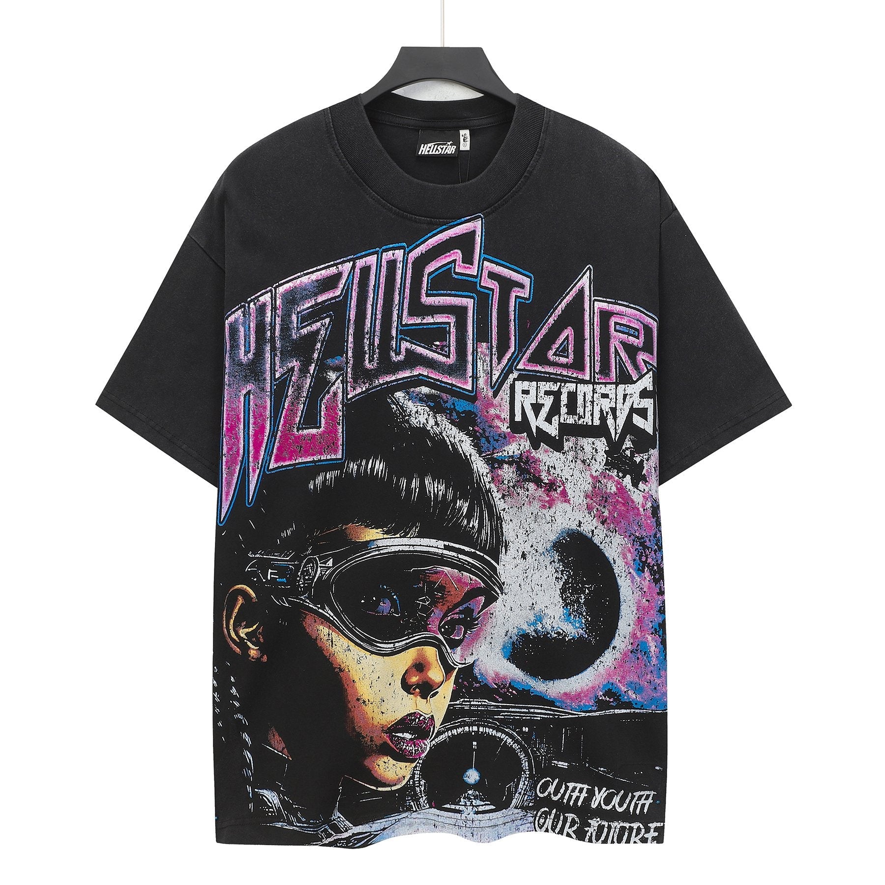 Hellstar Futuristic Face Graphic T-Shirt — front