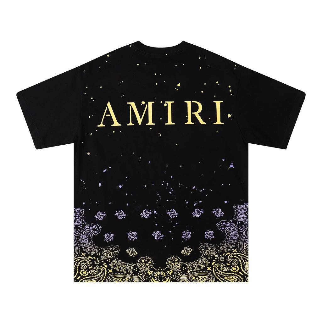 AMIRI Purple Yellow Bandana Hem Graphic T-Shirt — back