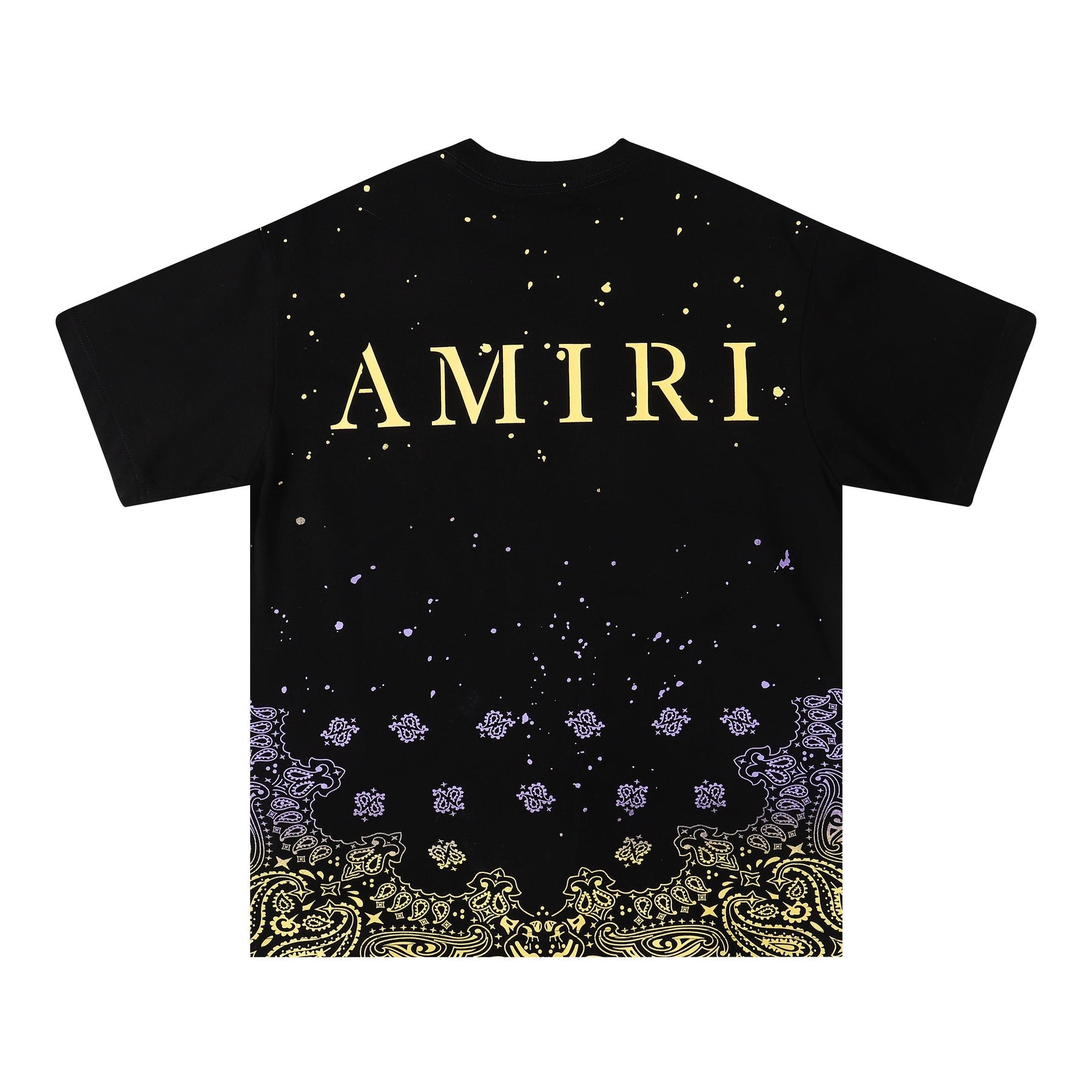 AMIRI Purple Yellow Bandana Hem Graphic T-Shirt — back