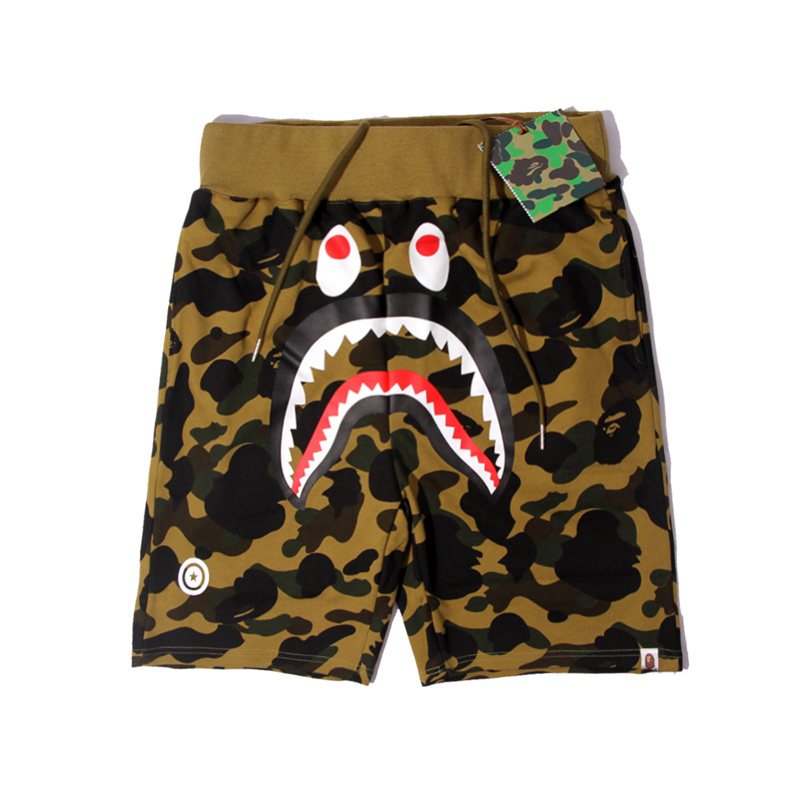 BAPE Shark Face Camouflage Drawstring Shorts — front