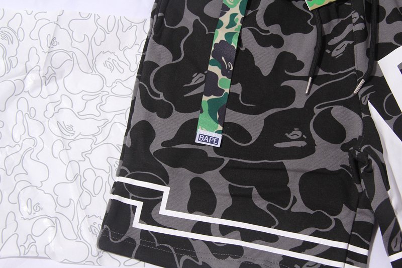 BAPE Black Camo Graphic Panel Shorts — detail