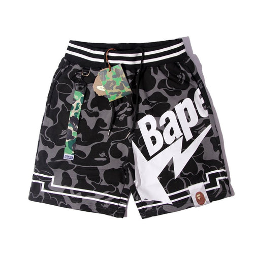 BAPE Black Camo Graphic Panel Shorts — hero