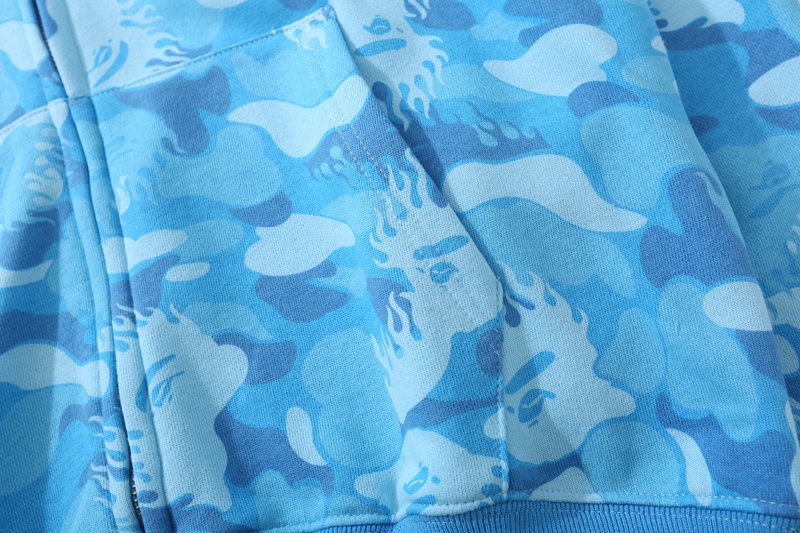 BAPE WGM Shark Camo Full-Zip Hoodie — fabric_closeup