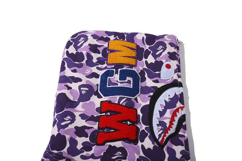 BAPE Purple Camo Shark Full-Zip Hoodie — detail