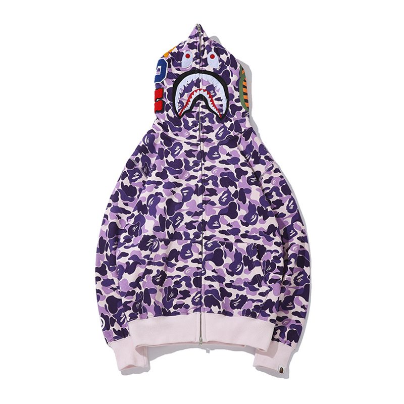 BAPE Purple Camo Shark Full-Zip Hoodie — hero