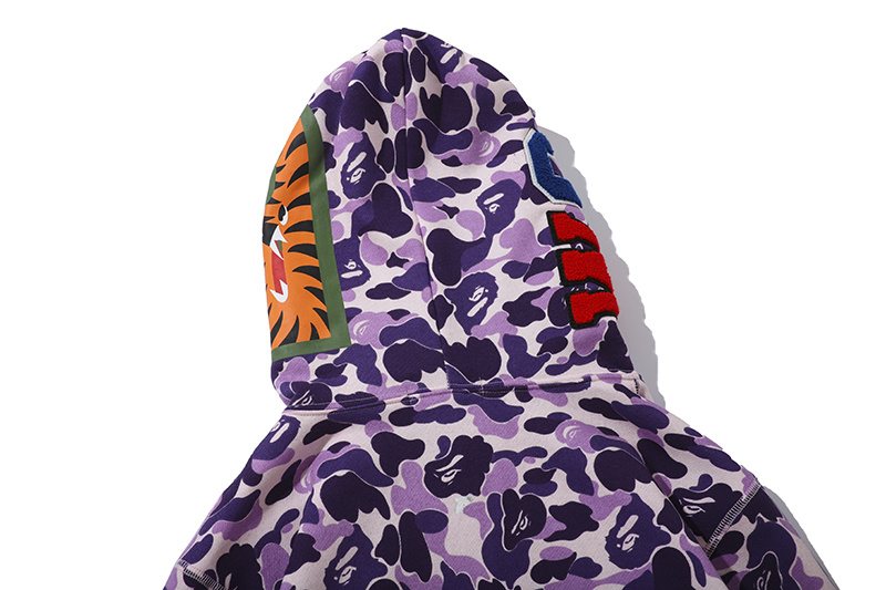 BAPE Purple Camo Shark Full-Zip Hoodie — detail