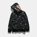 BAPE Black/Blue Tiger Shark Camo Zip Hoodie — hero