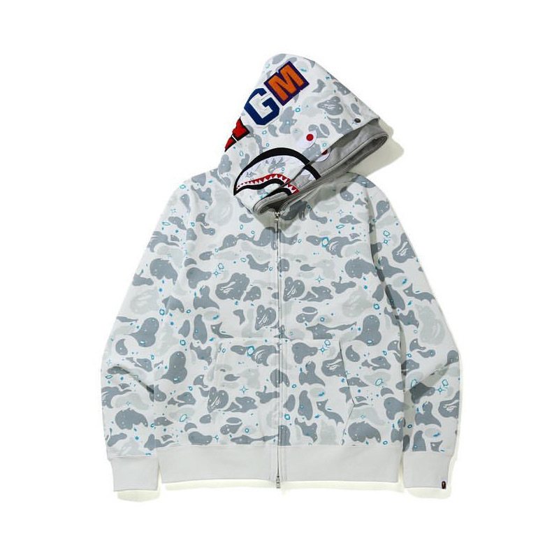 BAPE GM Shark Tiger Camo Zip Hoodie — front