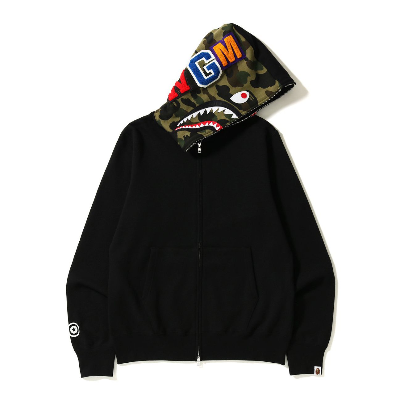 BAPE Black Camo Shark Zip Hoodie — hero
