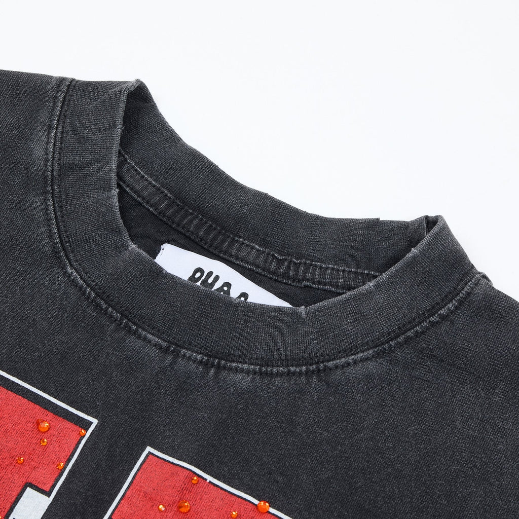 DUAA Black Rhinestone Graphic Short-Sleeve T-Shirt — neck_label