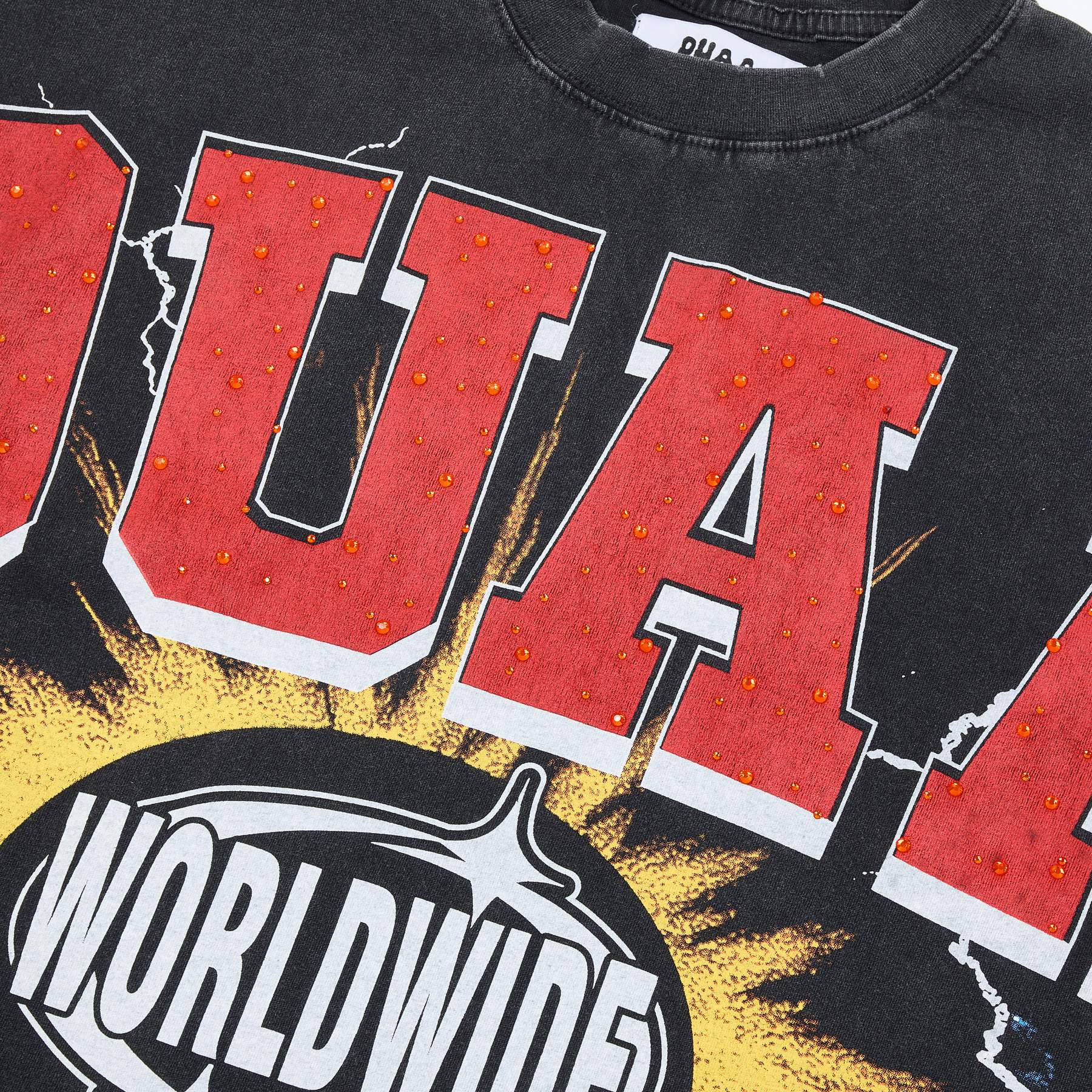 DUAA Black Rhinestone Graphic Short-Sleeve T-Shirt — detail