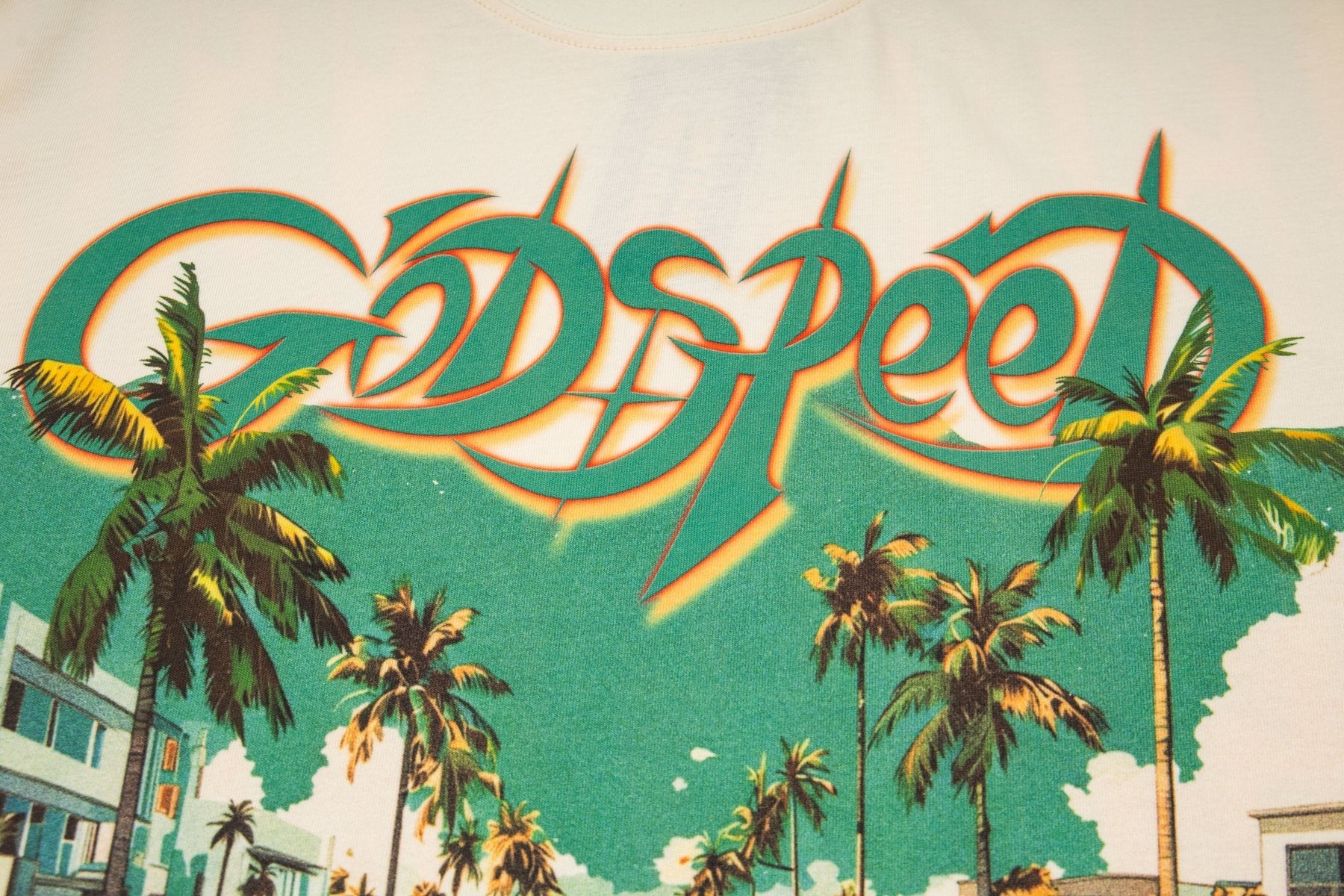 Godspeed Retro Car & Palm Tree Graphic T-Shirt — detail