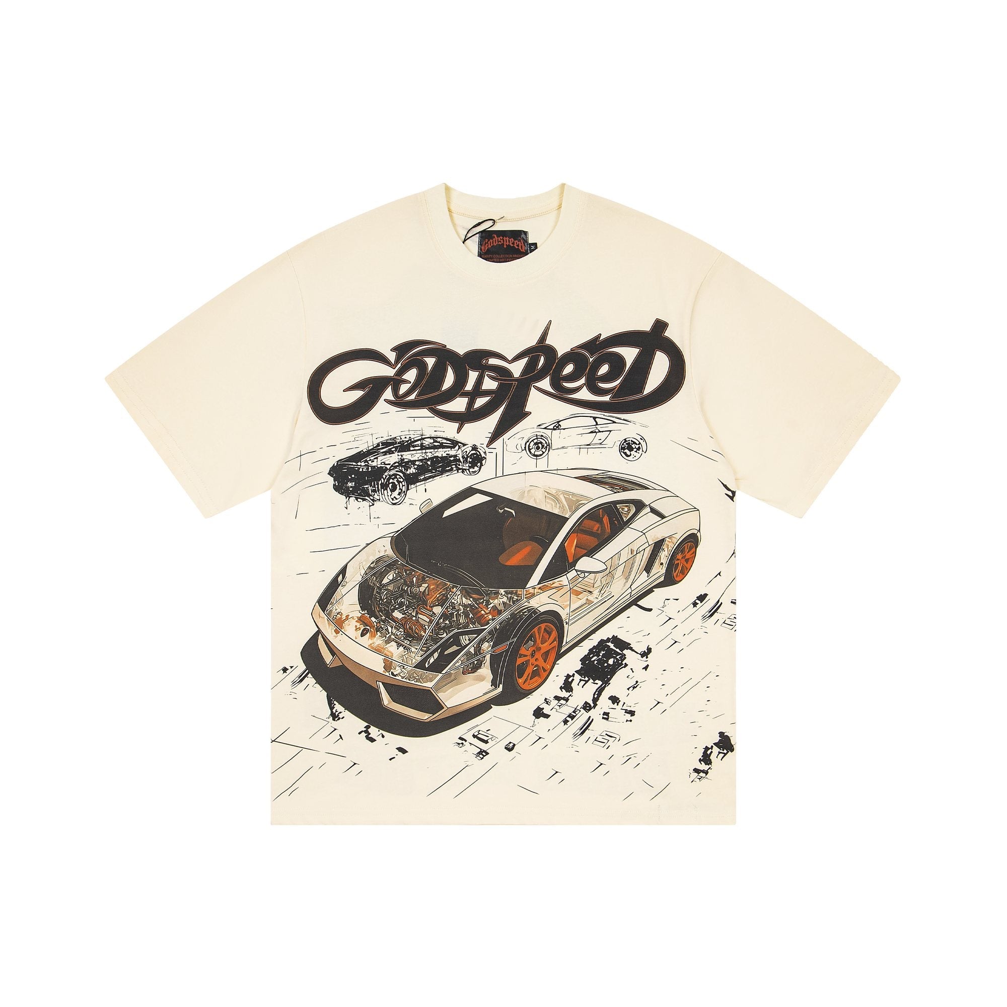 Godspeed Cream Car Graphic Short-Sleeve T-Shirt — hero