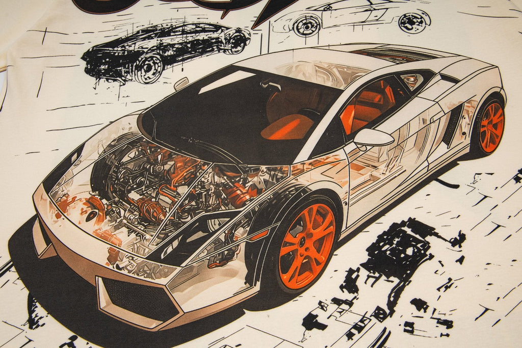 Godspeed Cream Car Graphic Short-Sleeve T-Shirt — detail