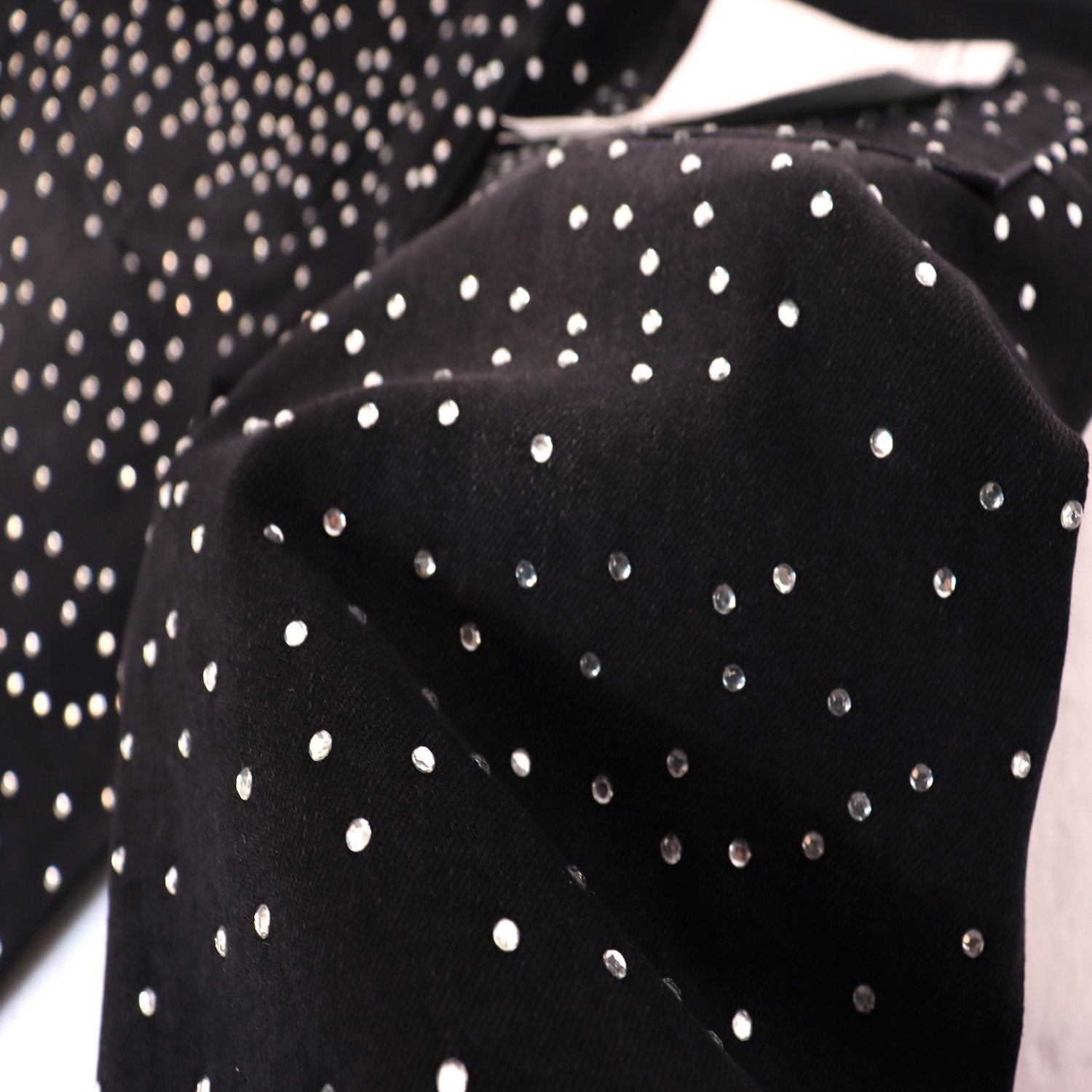 PURPLE Rhinestone Bow Cross Denim Shorts — detail