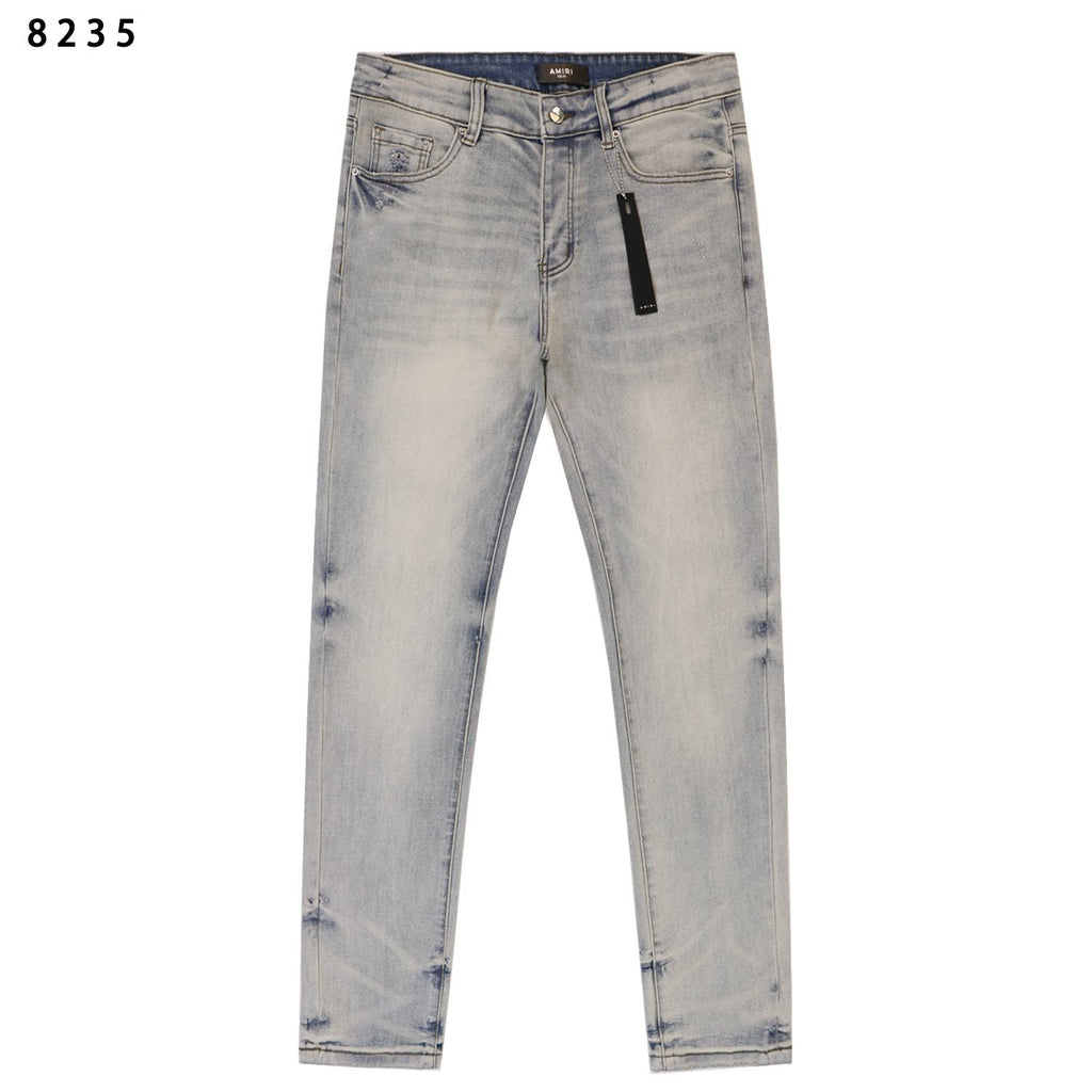 Amiri Light Blue Distressed Slim Jeans — hero